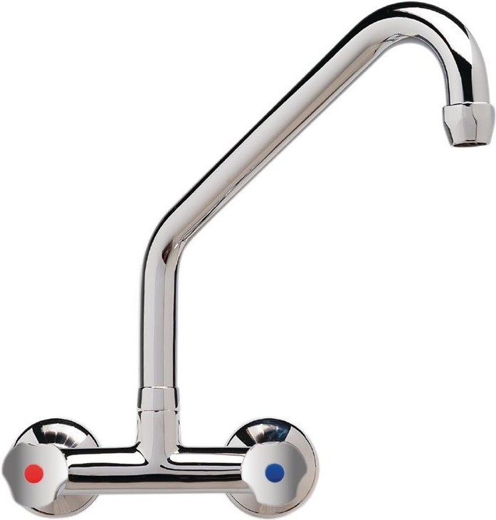  Gastronoble Wall Two-Hole Mixer with Multiple Turn Knobs and Upper Spout 200mm 