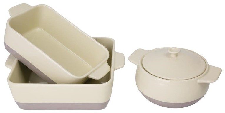  Olympia Cream And Taupe Ceramic Roasting Dish 2.5Ltr 