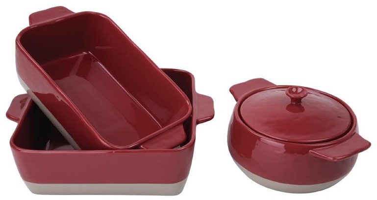  Olympia Red And Taupe Ceramic Roasting Dish 4.2Ltr 