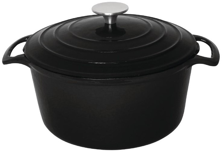  Vogue Black Round Casserole Dish 4Ltr 
