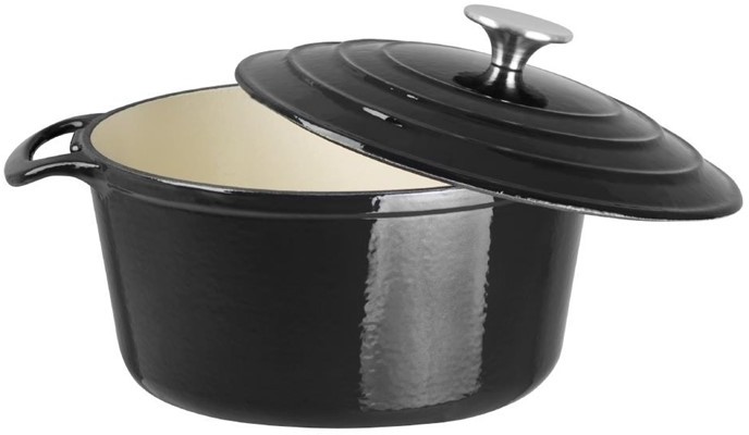  Vogue Black Round Casserole Dish 4Ltr 
