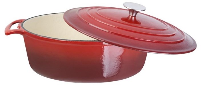  Vogue Red Oval Casserole Dish 6Ltr 
