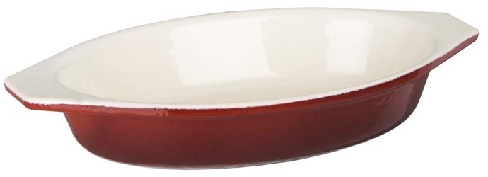  Vogue Red Oval Cast Iron Gratin Dish 650ml 