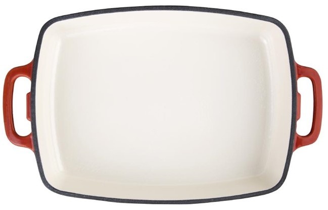  Vogue Red Rectangular Cast Iron Dish 2.8Ltr 