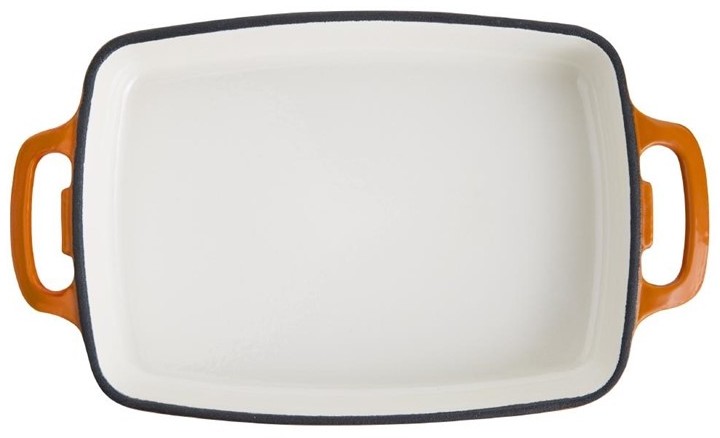  Vogue Orange Rectangular Cast Iron Dish 1.8Ltr 
