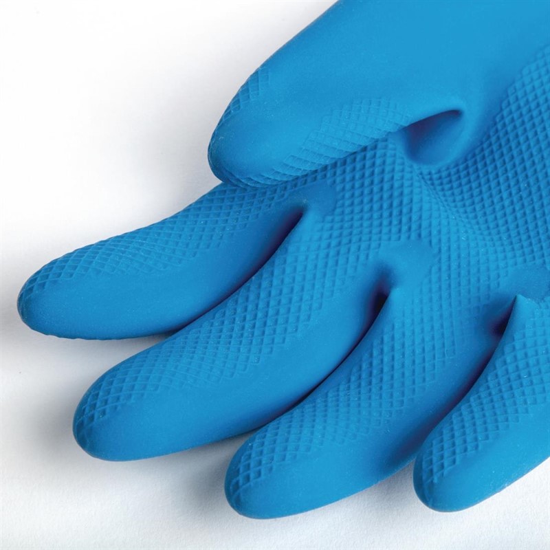  Mapa Alto 405 Liquid-Proof Heavy-Duty Janitorial Gloves Blue and Yellow Large 