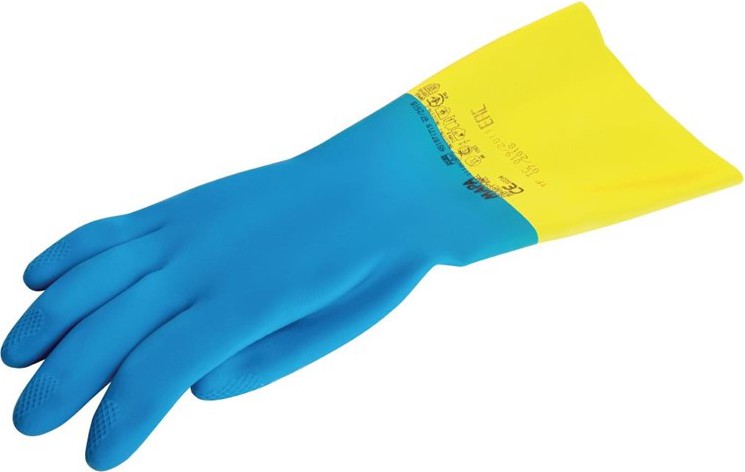  Mapa Alto 405 Liquid-Proof Heavy-Duty Janitorial Gloves Blue and Yellow Large 