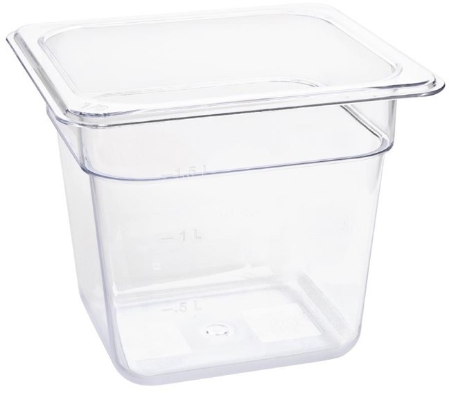  Vogue Polycarbonate 1/6 Gastronorm Container 150mm Clear 