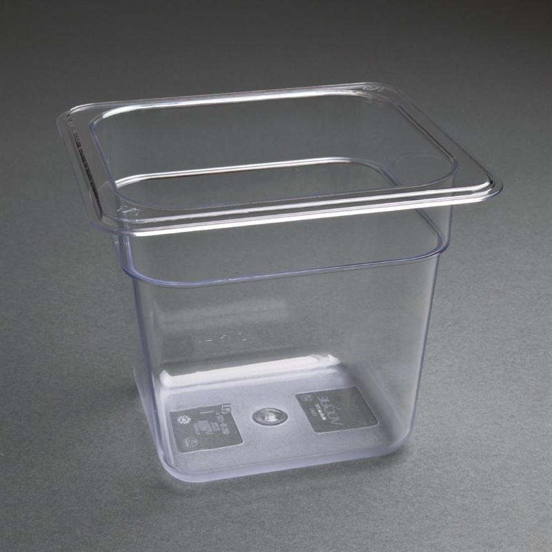  Vogue Polycarbonate 1/6 Gastronorm Container 150mm Clear 