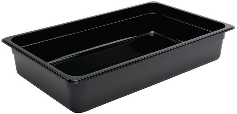  Vogue Polycarbonate 1/1 Gastronorm Container 100mm Black 