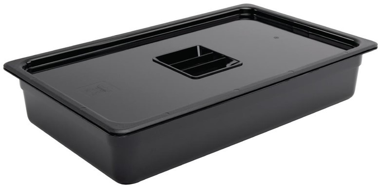  Vogue Polycarbonate 1/1 Gastronorm Container 100mm Black 