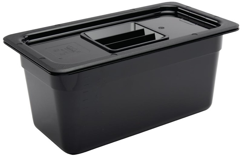 Vogue Polycarbonate 1/3 Gastronorm Container 150mm Black 