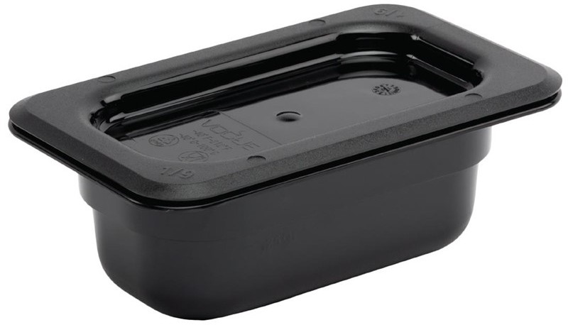 Vogue Polycarbonate 1/9 Gastronorm Container 65mm Black 