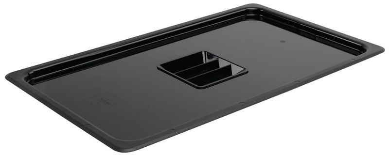  Vogue Polycarbonate 1/1 Gastronorm Lid Black 
