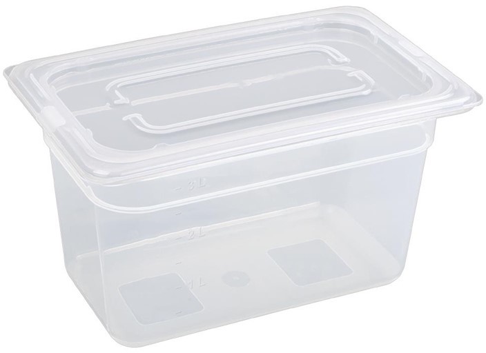  Vogue Polypropylene 1/4 Gastronorm Container with Lid 150mm (Pack of 4) 