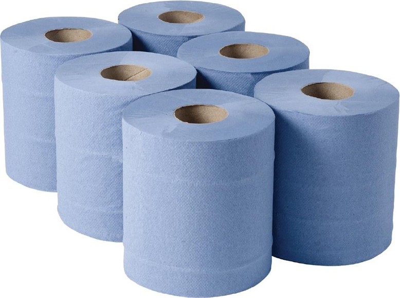  Jantex Centrefeed Blue Rolls 2ply 120m (Pack of 6) 