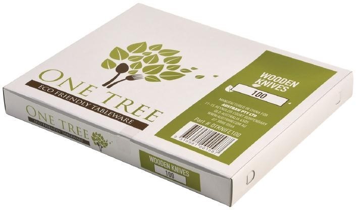  Fiesta Green Biodegradable Disposable Wooden Knives (Pack of 100) 