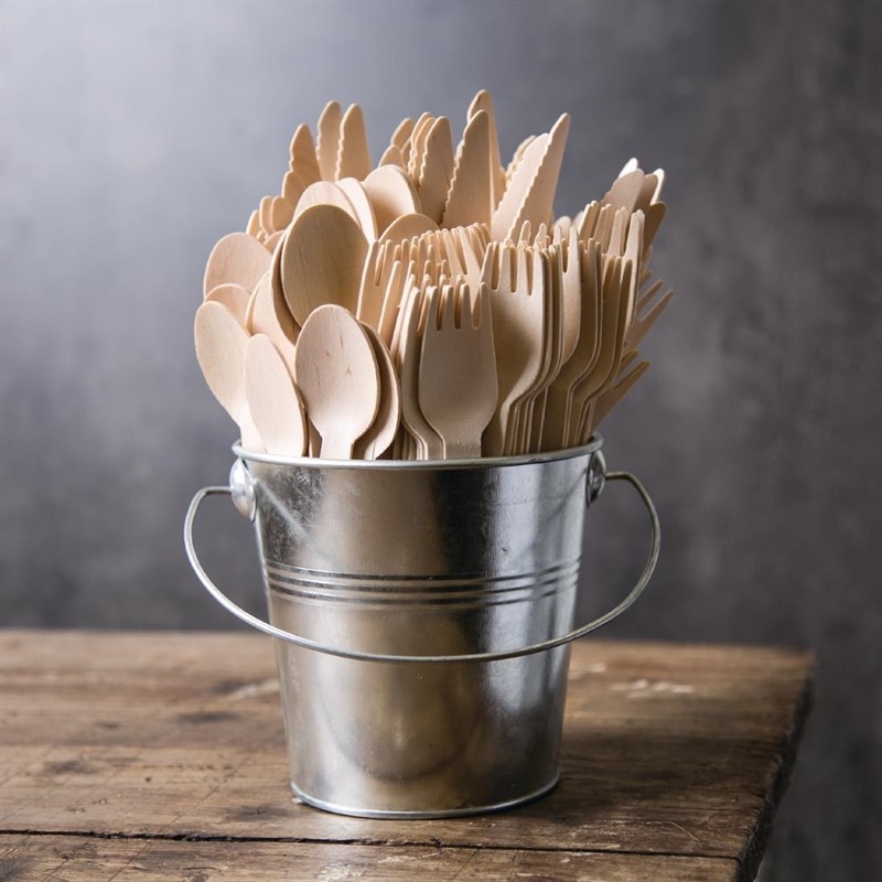  Fiesta Green Biodegradable Disposable Wooden Forks (Pack of 100) 