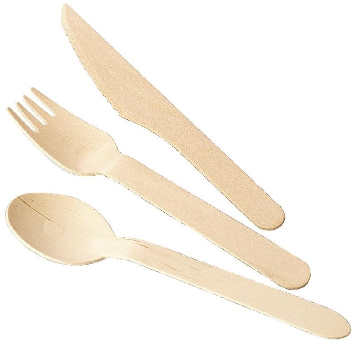  Fiesta Green Biodegradable Disposable Wooden Dessert Spoons (Pack of 100) 