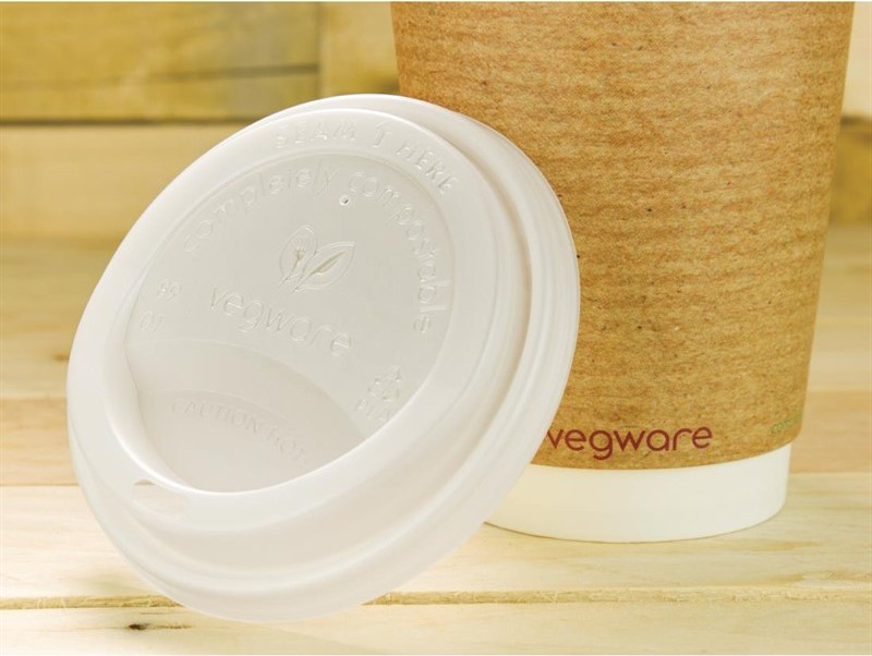  Vegware Compostable Coffee Cup Lids 340ml / 12oz and 455ml / 16oz (Pack of 1000) 