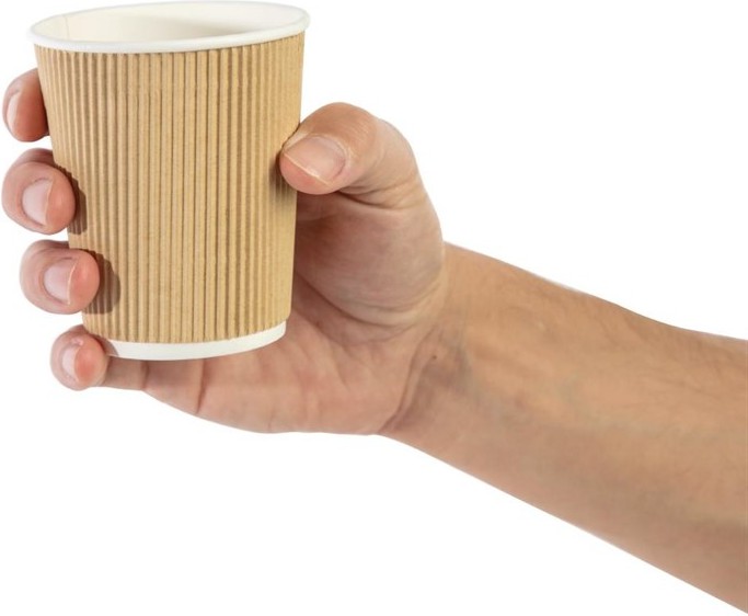  Fiesta Disposable Coffee Cups Ripple Wall Kraft 225ml / 8oz (Pack of 500) 