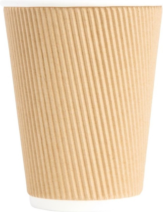  Fiesta Disposable Coffee Cups Ripple Wall Kraft 340ml / 12oz (Pack of 25) 