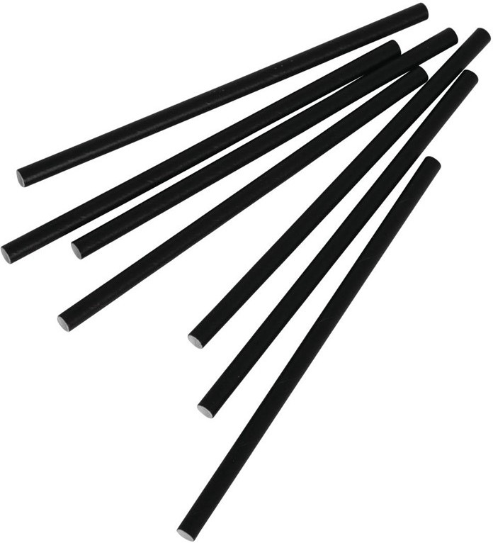  Fiesta Green Compostable Paper Cocktail Stirrer Straws Black (Pack of 250) 