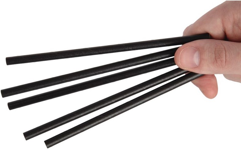  Fiesta Green Compostable Paper Cocktail Stirrer Straws Black (Pack of 250) 