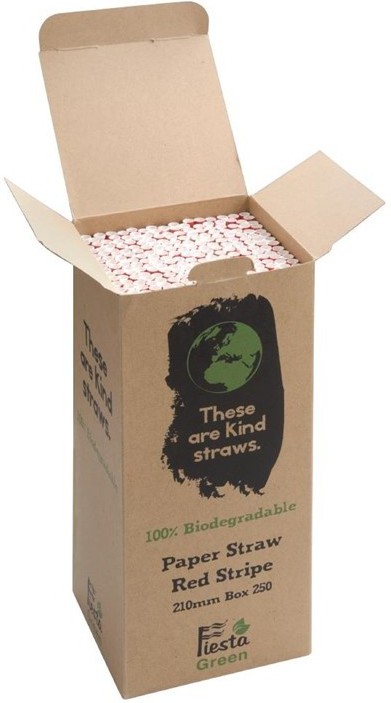  Fiesta Green Compostable Paper Straws Red Stripes (Pack of 250) 