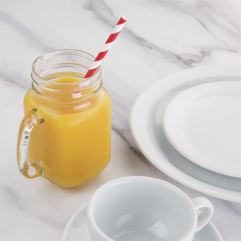  Fiesta Green Compostable Paper Straws Red Stripes (Pack of 250) 