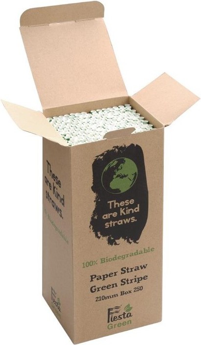  Fiesta Green Compostable Paper Straws Green Stripes (Pack of 250) 