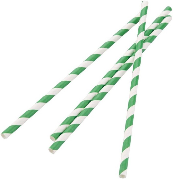  Fiesta Green Compostable Paper Straws Green Stripes (Pack of 250) 