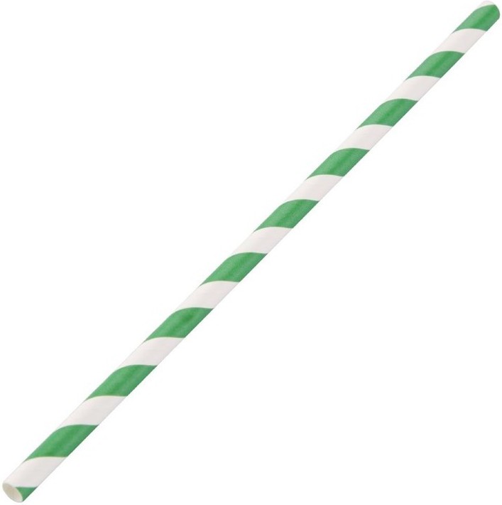  Fiesta Green Compostable Paper Straws Green Stripes (Pack of 250) 