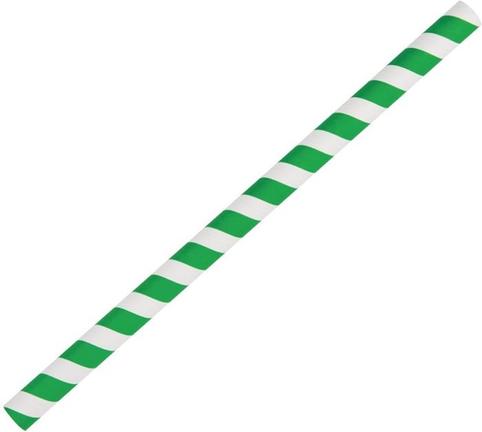  Fiesta Green Compostable Paper Smoothie Straws Green Stripes (Pack of 250) 