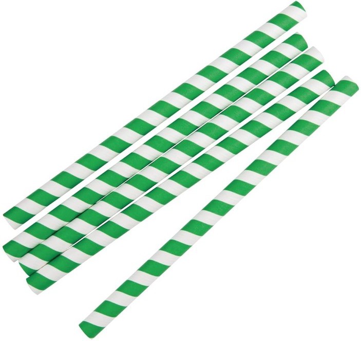  Fiesta Green Compostable Paper Smoothie Straws Green Stripes (Pack of 250) 