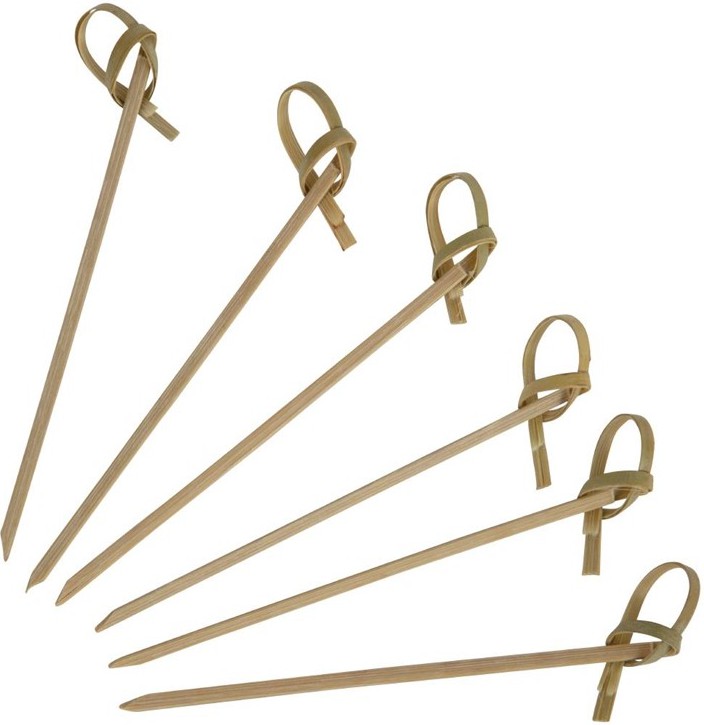  Fiesta Green Biodegradable Bamboo Looped Skewers 90mm (Pack of 100) 