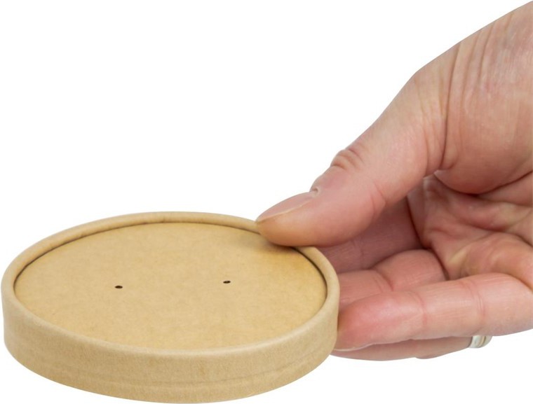  Colpac Recyclable Kraft Microwavable Soup Cup Lids 450ml / 16oz (Pack of 500) 