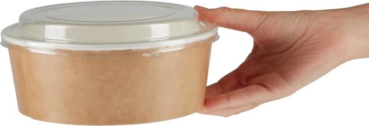  Colpac Recyclable Kraft Salad Pots With Lid Large 1300ml / 45oz (Pack of 150) 