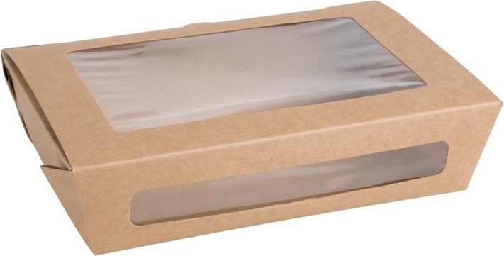  Fiesta Compostable Salad Boxes with PLA Windows 1200ml (Pack of 200) 