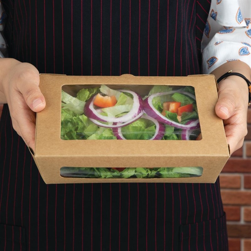  Fiesta Compostable Salad Boxes with PLA Windows 1200ml (Pack of 200) 