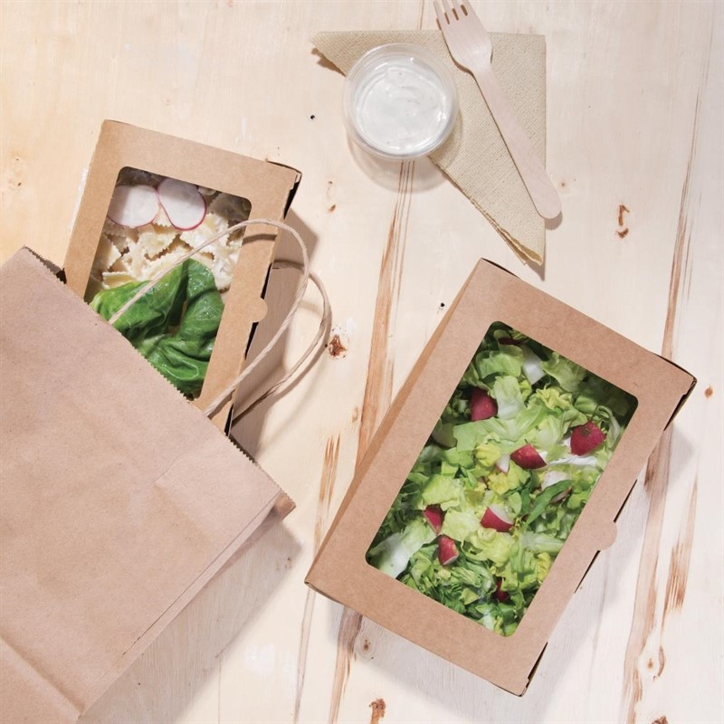  Fiesta Compostable Salad Boxes with PLA Windows 1200ml (Pack of 200) 