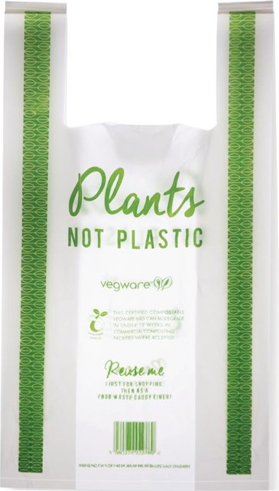  Vegware Compostable PLA Carrier Bags Medium (Pack of 500) 