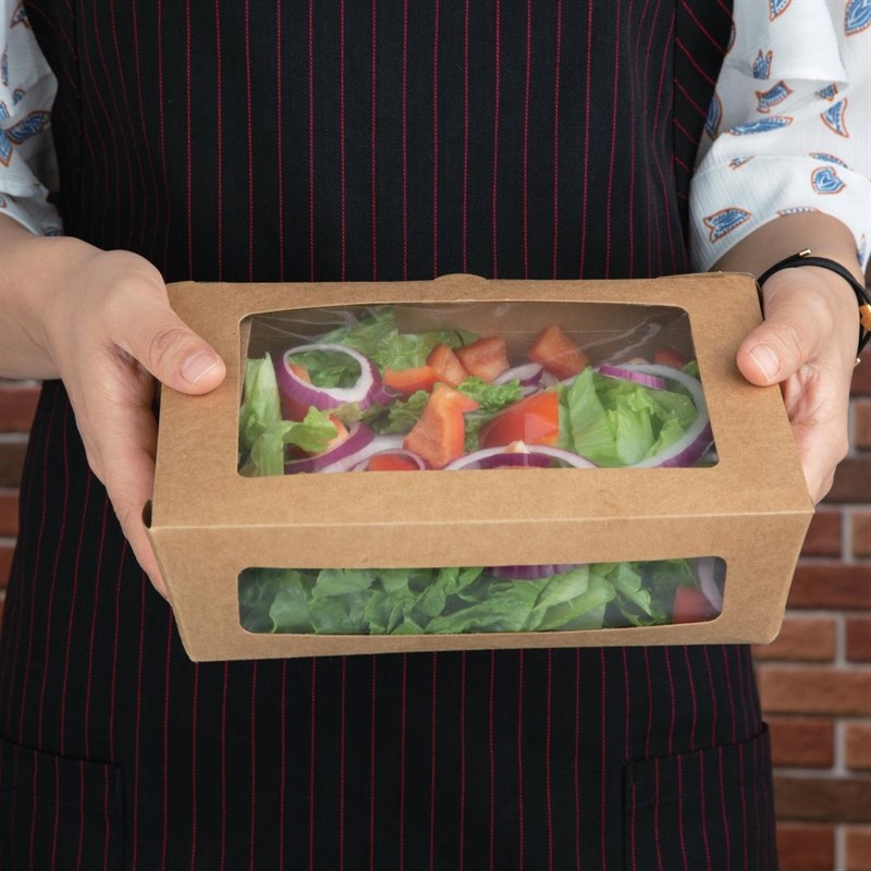  Fiesta Salad Box with PET Window 1600ml (Pack of 100) 