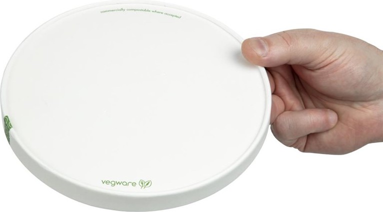  Vegware 185-Series Compostable Bon Appetit Wide PLA-lined Paper Food Bowl Lid (Pack of 300) 