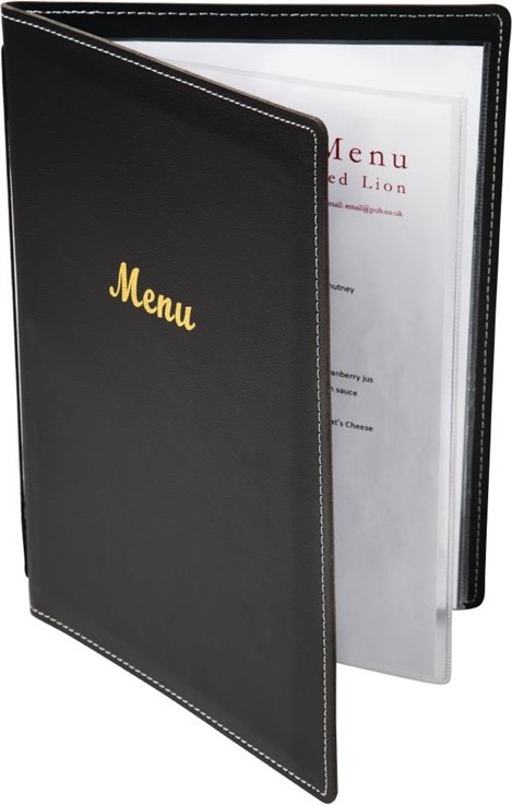  Olympia Faux Leather Menu Cover A5 Black 