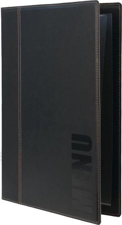  Securit Contemporary Menu Cover Black A4 