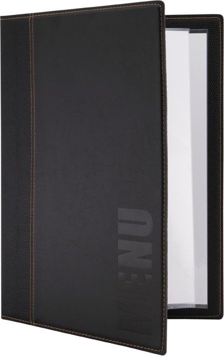  Securit Contemporary Menu Cover Black A4 