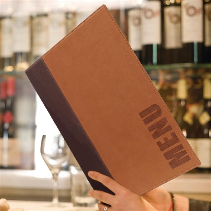  Securit Contemporary Menu Cover Tan A4 