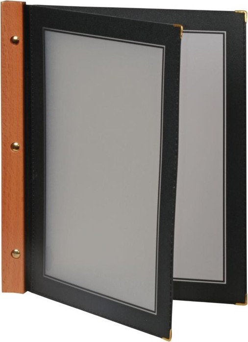  Securit Wood Spine American Style Menu Cover A4 Black 