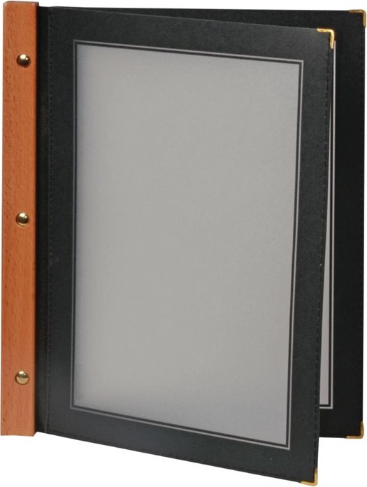  Securit Wood Spine American Style Menu Cover A4 Black 